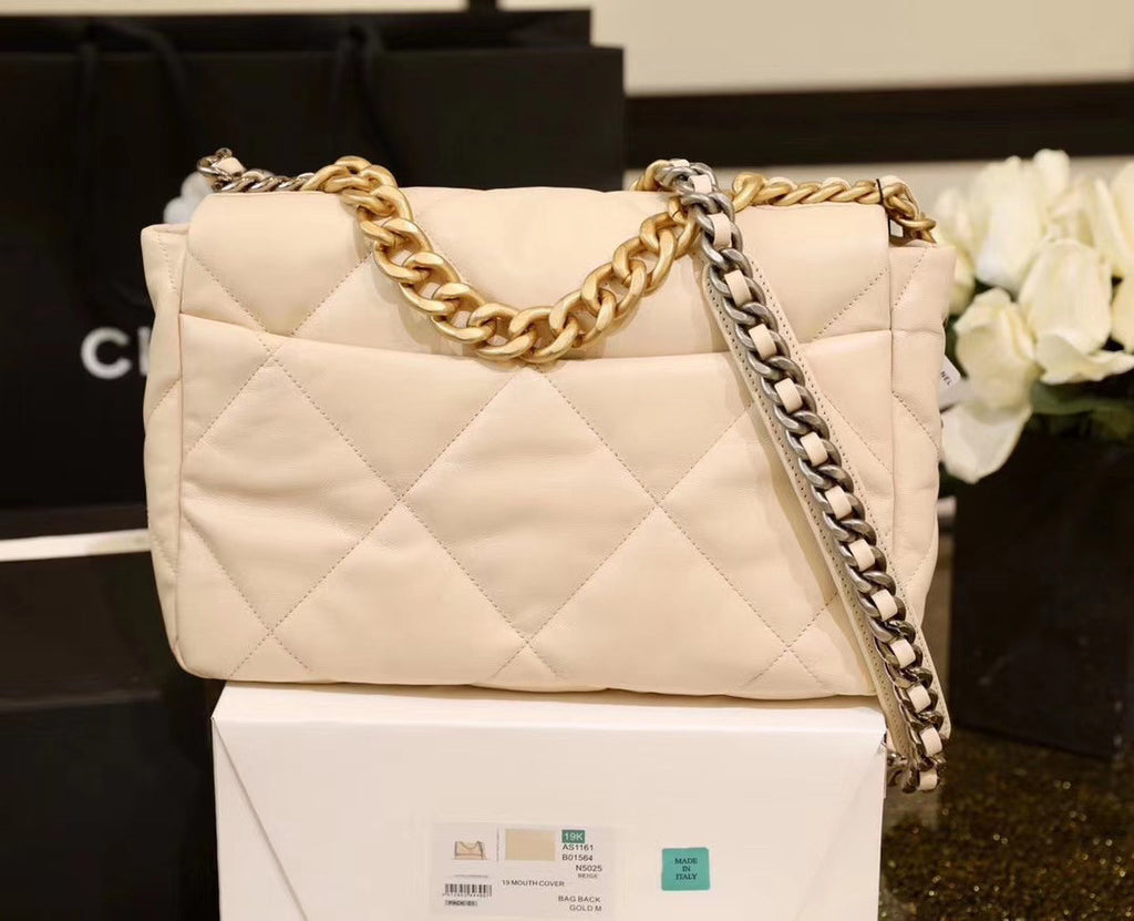 CHANEL 19 Large Flap Bag Light Beige