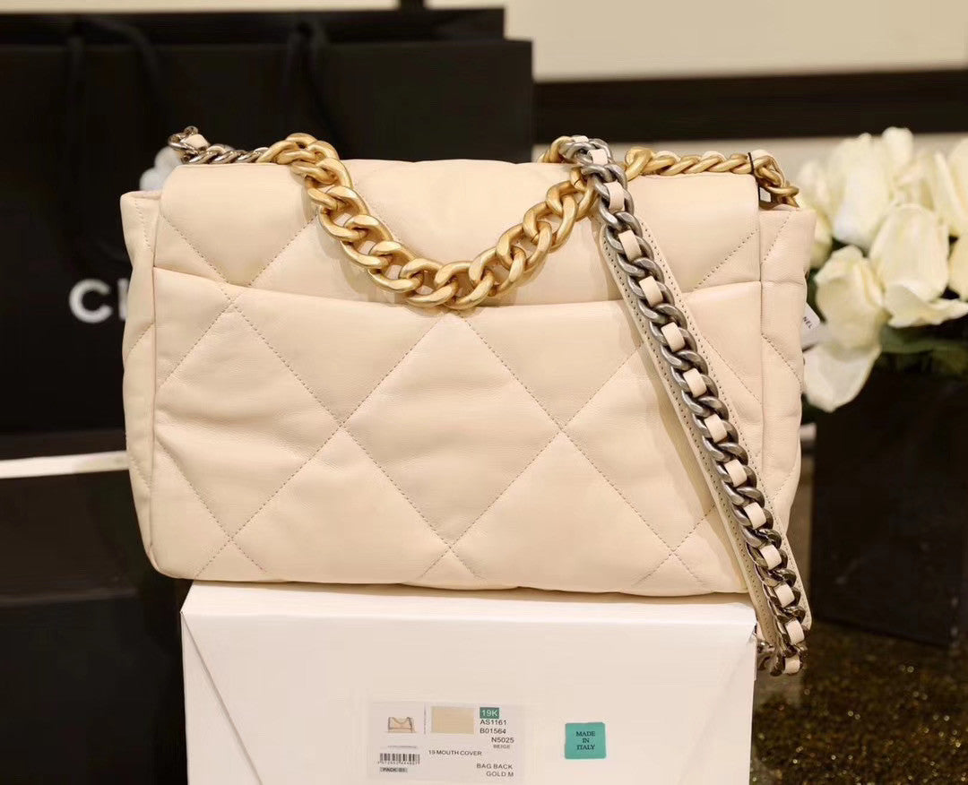 CHANEL 19 Large Flap Bag Light Beige