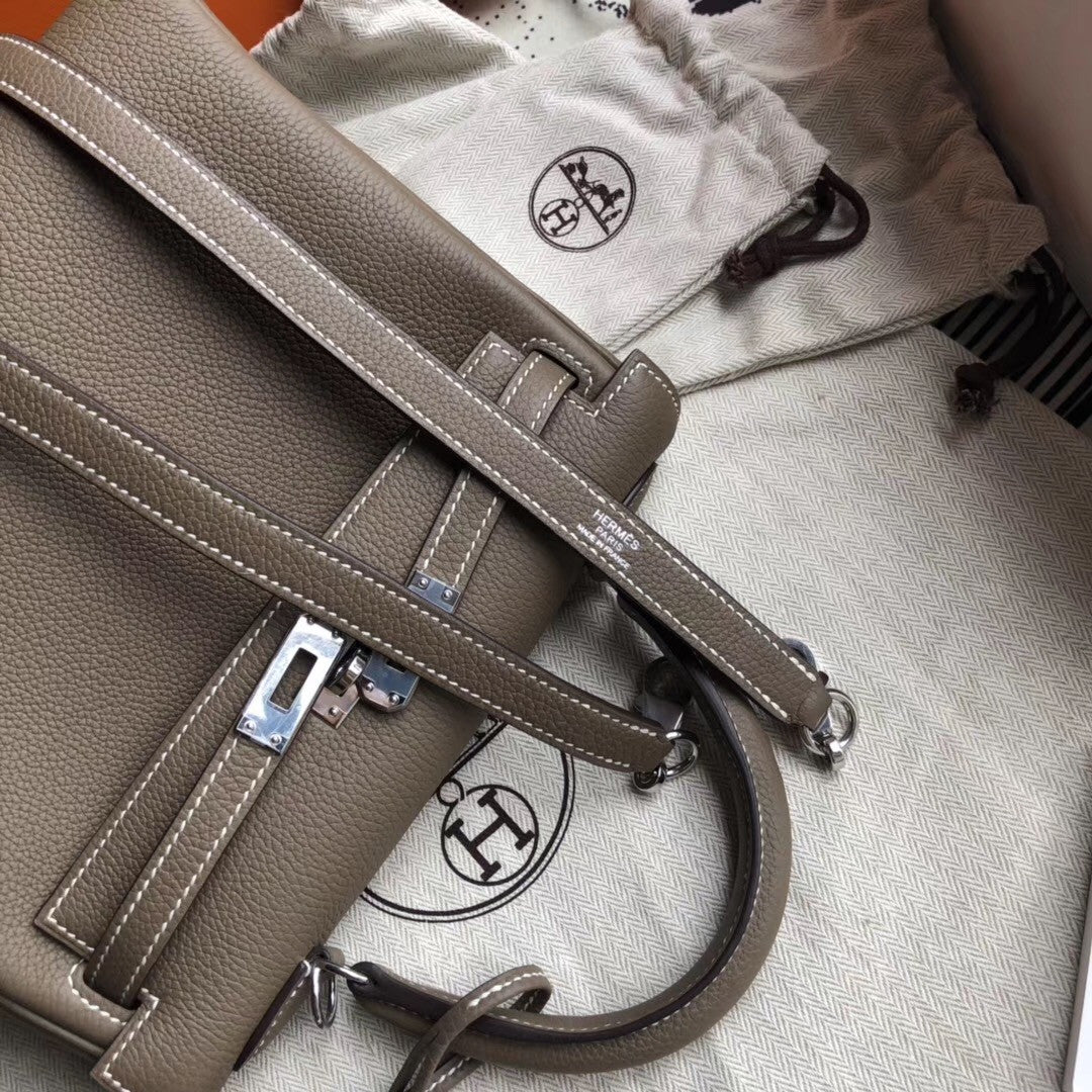 Hermes ETOUPE  Kelly 25 cm Togo Palladium  Hardware