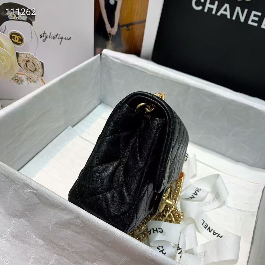 Chanel Flap Bag with Resin & Gold-Tone Metal Black Mini