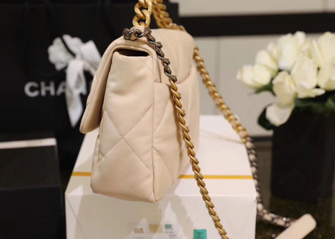 CHANEL 19 Large Flap Bag Light Beige