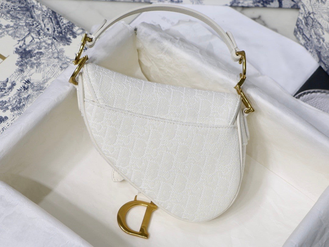 Christian Dior Mini SADDLE BAG White Dior Oblique Jacquard