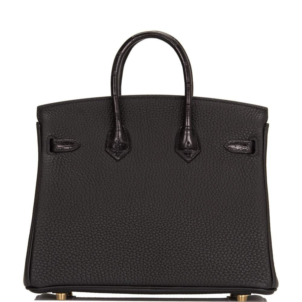 Hermès Black Matte Alligator/Togo Birkin Touch 25cm Gold Hardware