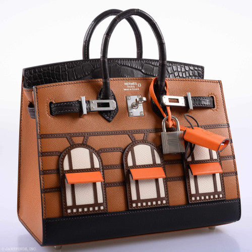 Hermes Limited Edition Birkin 20 Sellier Faubourg Brown Multicolor Madame, Crocodile, Epsom, Sombrero & Swift Palladium Hardware - 2019