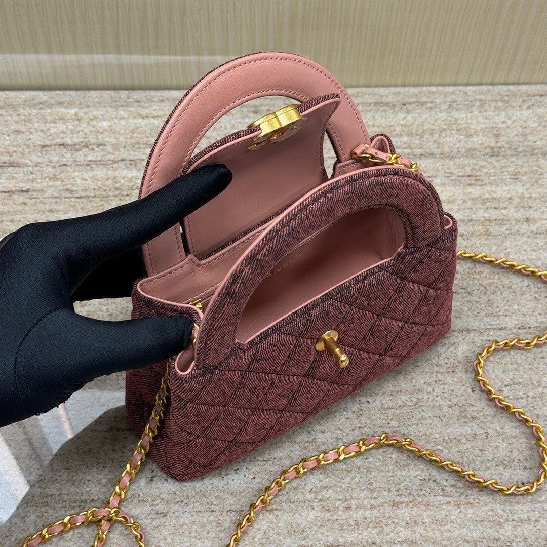 Chanel Kelly Mini Shopping Bag Rose Denim