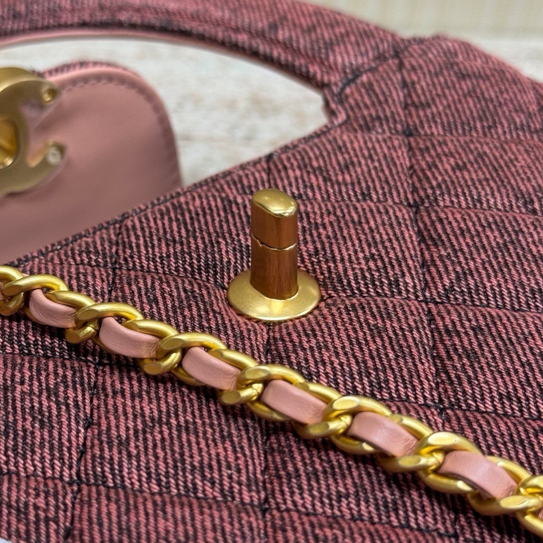 Chanel Kelly Mini Shopping Bag Rose Denim