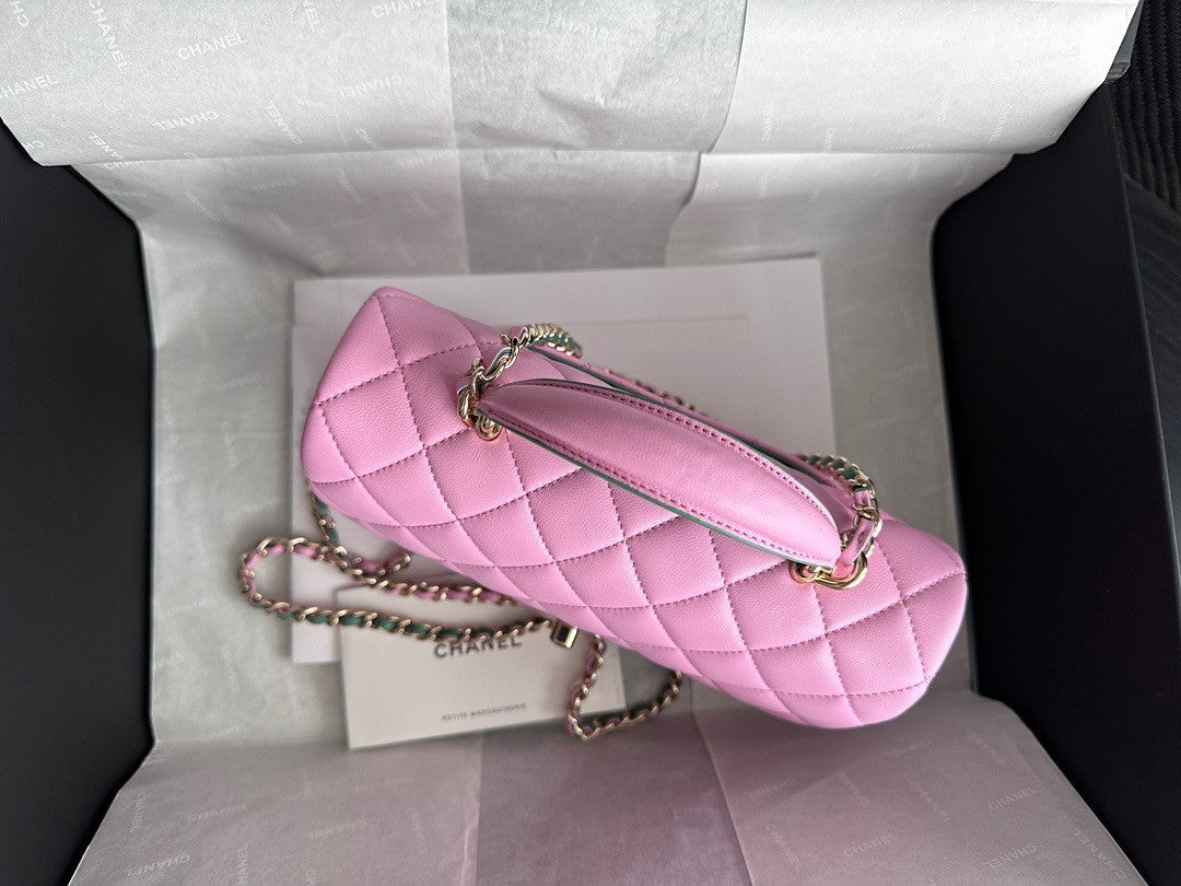 Chanel MINI FLAP BAG WITH TOP HANDLE SS2023 Lilac & Green