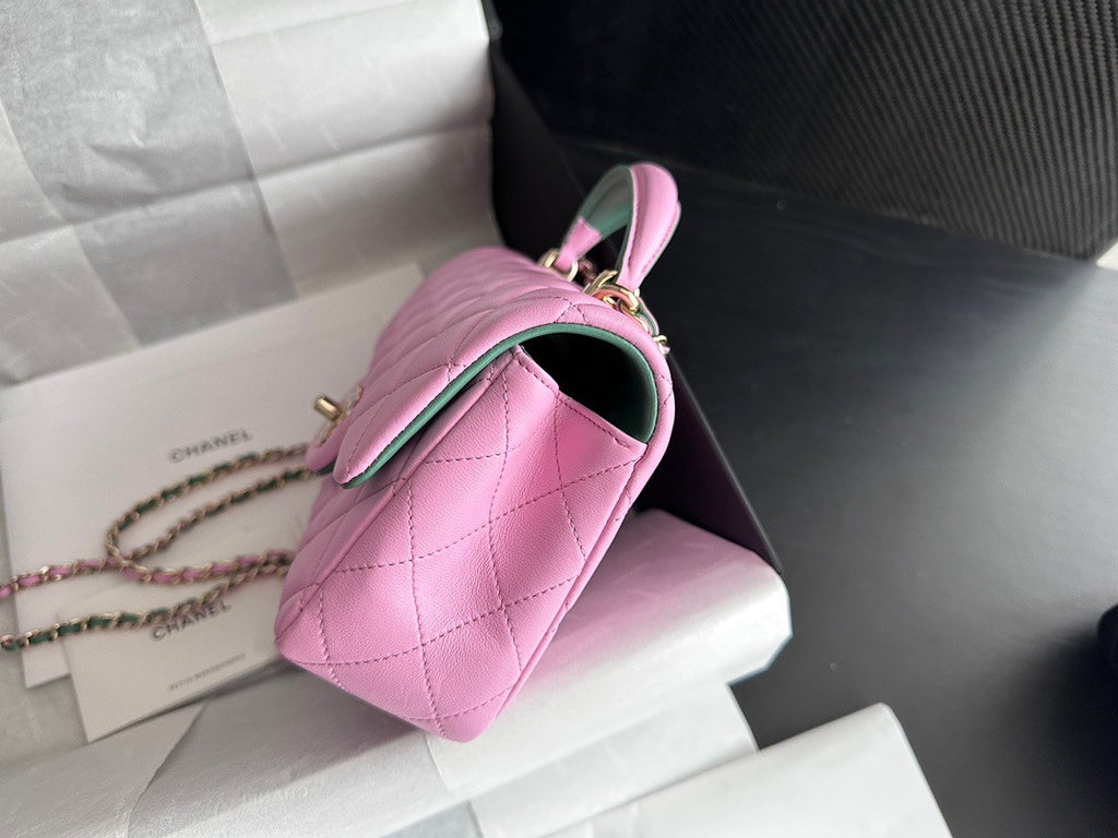 Chanel MINI FLAP BAG WITH TOP HANDLE SS2023 Lilac & Green