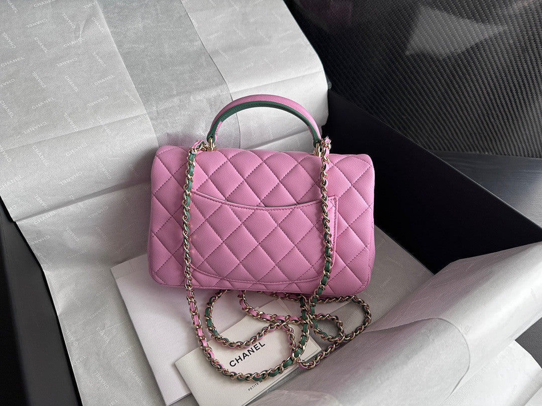 Chanel MINI FLAP BAG WITH TOP HANDLE SS2023 Lilac & Green