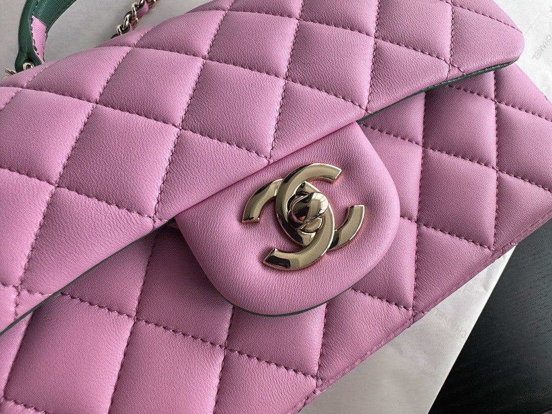 Chanel MINI FLAP BAG WITH TOP HANDLE SS2023 Lilac & Green