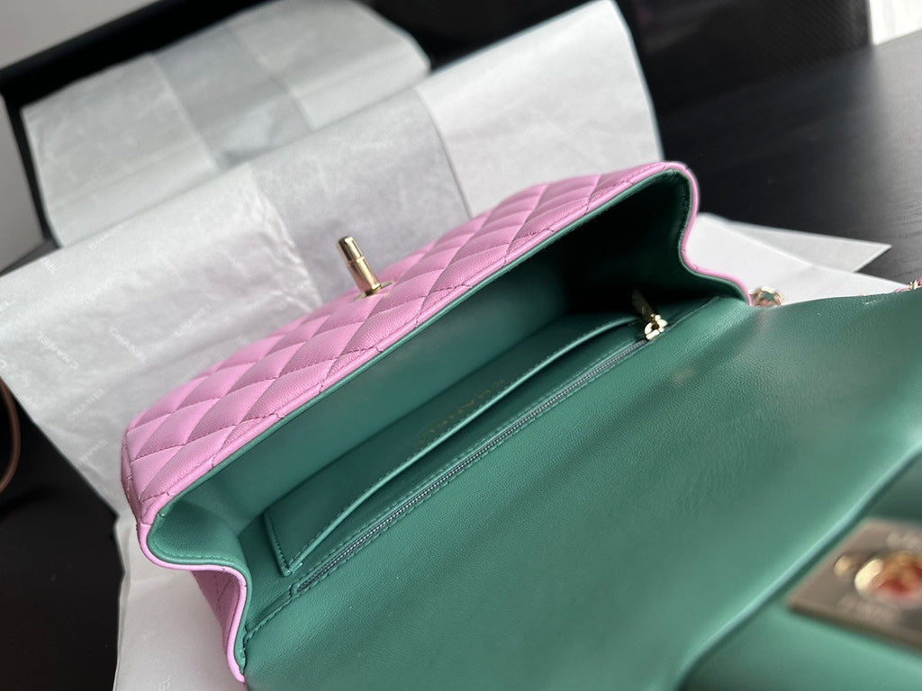 Chanel MINI FLAP BAG WITH TOP HANDLE SS2023 Lilac & Green
