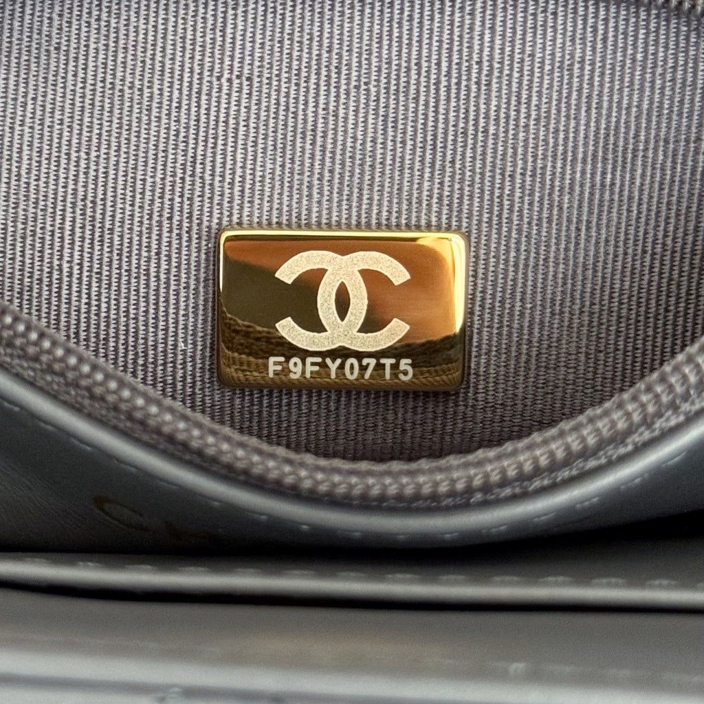 Chanel Small Kelly Shopper Grey Shiny Aged Calfskin Brushed Gold Hardware