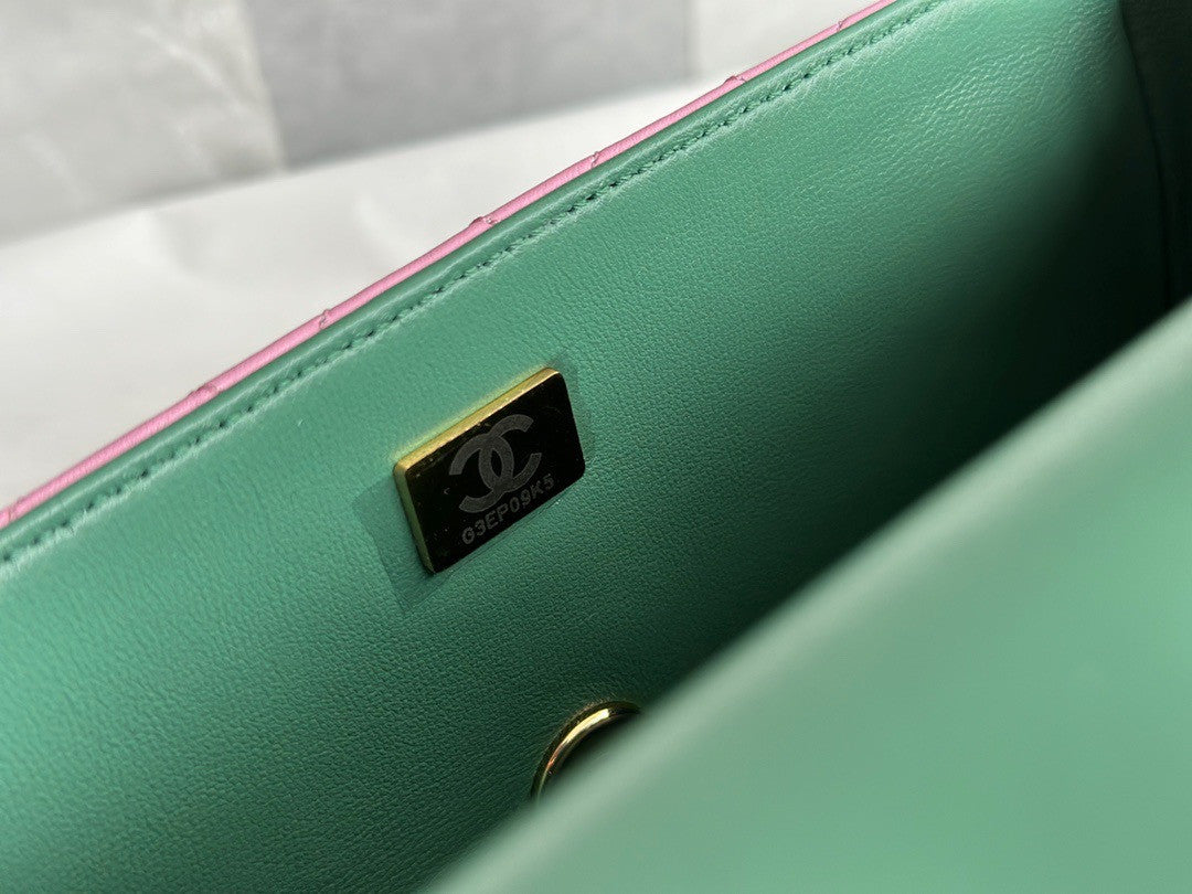 Chanel MINI FLAP BAG WITH TOP HANDLE SS2023 Lilac & Green