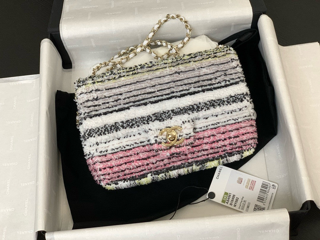 Chanel MINI CLASSIC HANDBAG Embroidered Tweed, Sequins