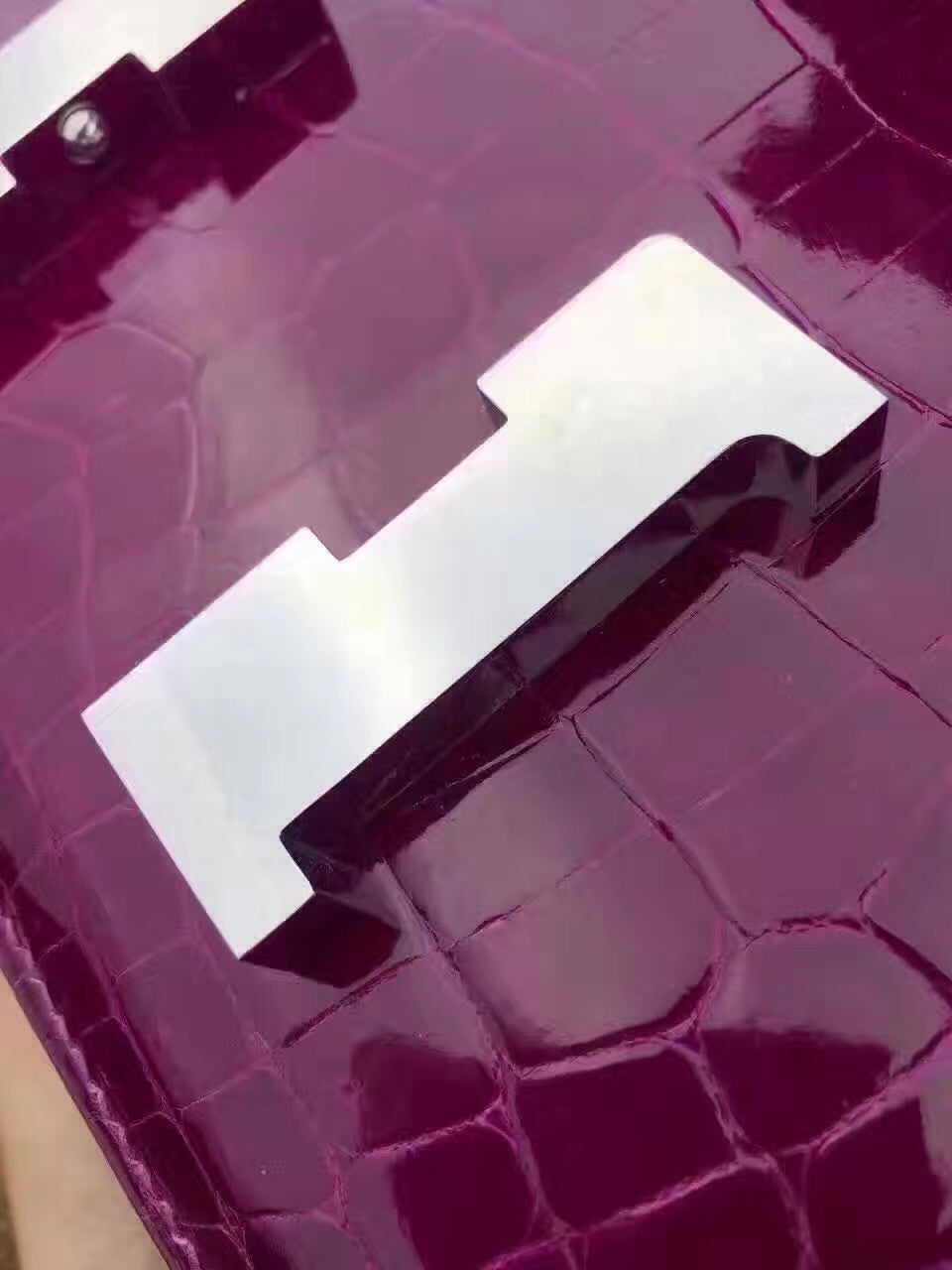 Hermes Purple Constance 24 Niloticus Crocodile with Palladium Hardware