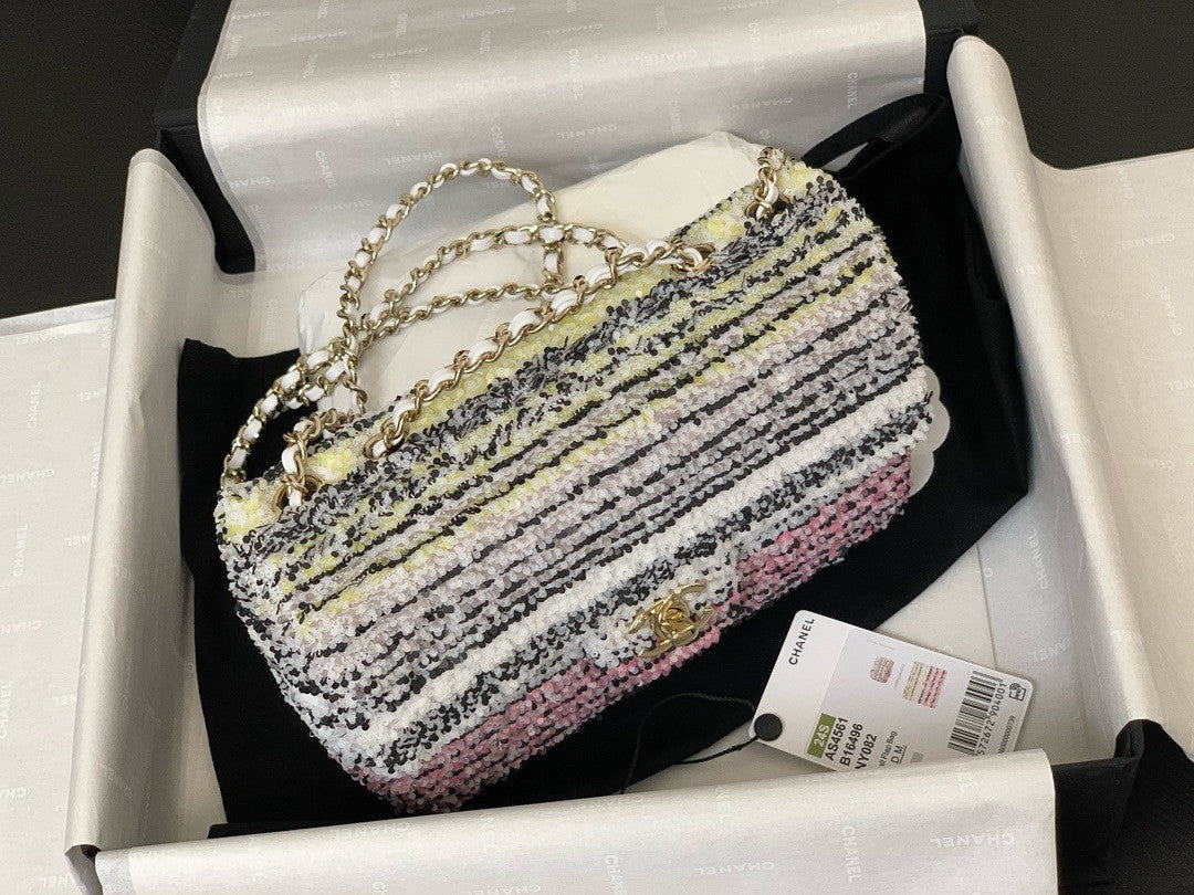Chanel MINI CLASSIC HANDBAG Embroidered Tweed, Sequins