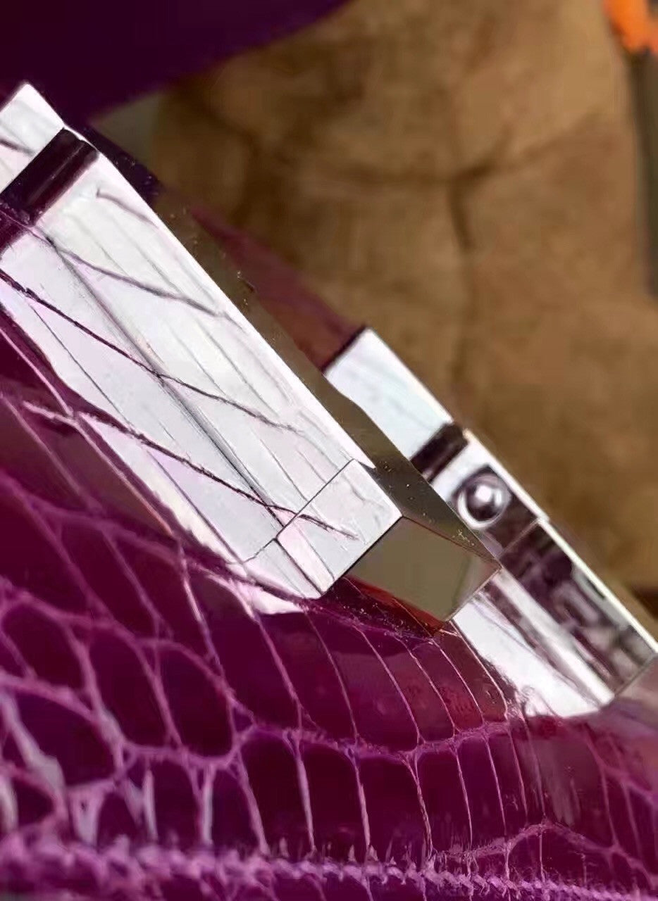 Hermes Purple Constance 24 Niloticus Crocodile with Palladium Hardware