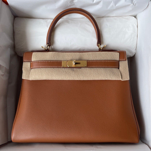 Hermès Gold Kelly 28 Swift Leather  Gold Hardware