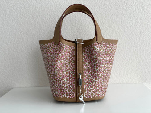 Hermès "Lucky Daisy" Chai Swift Picotin Lock 18 Palladium Hardware, 2022