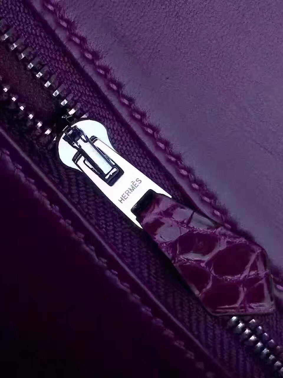 Hermes Purple Constance 24 Niloticus Crocodile with Palladium Hardware