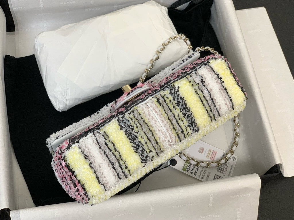 Chanel MINI CLASSIC HANDBAG Embroidered Tweed, Sequins