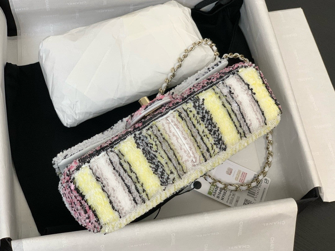 Chanel MINI CLASSIC HANDBAG Embroidered Tweed, Sequins