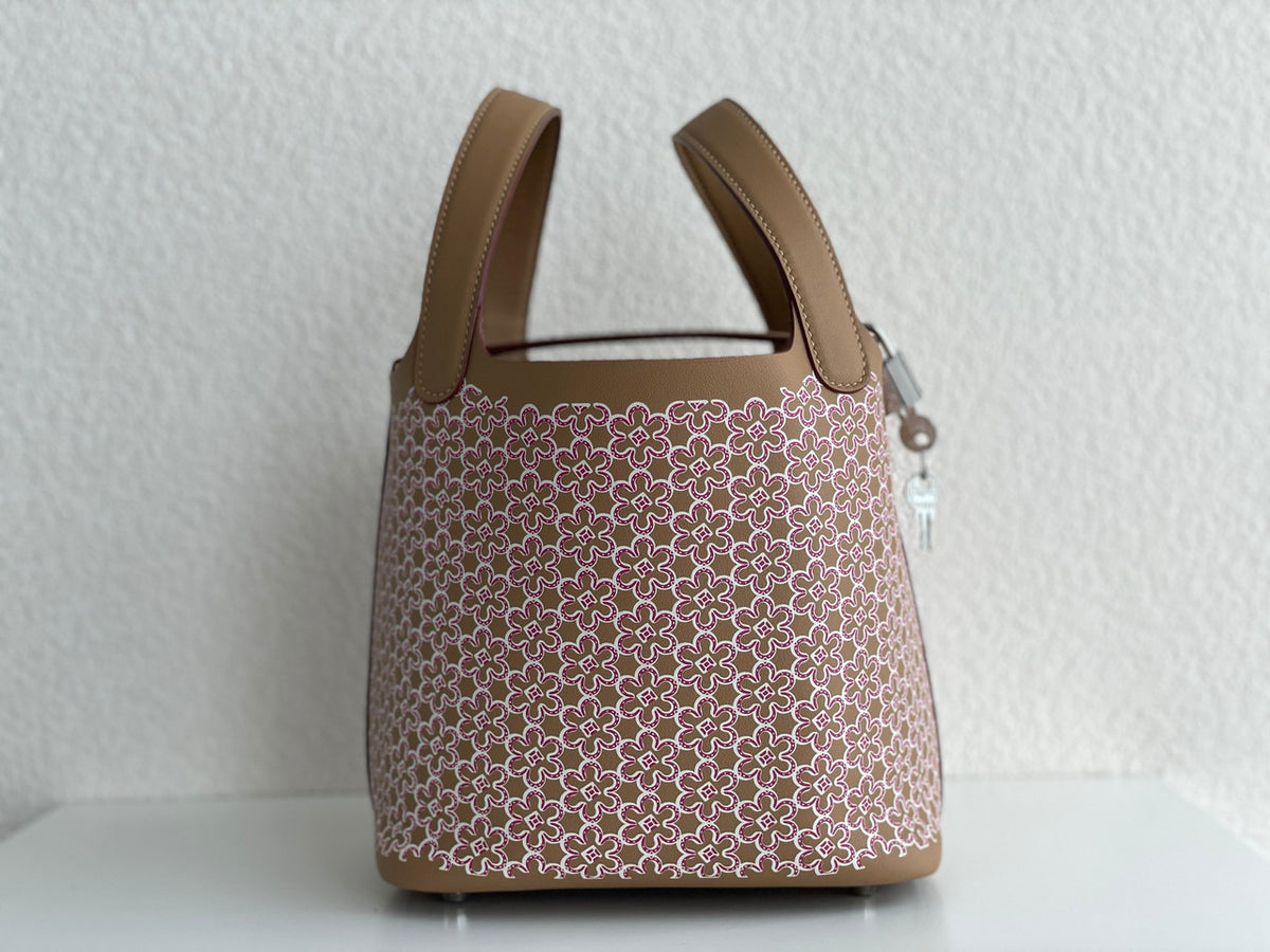 Hermès "Lucky Daisy" Chai Swift Picotin Lock 18 Palladium Hardware, 2022