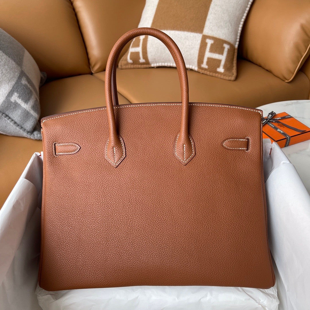 HERMES BIRKIN 35 RETOURNE GOLD TOGO GOLD HARDWARE