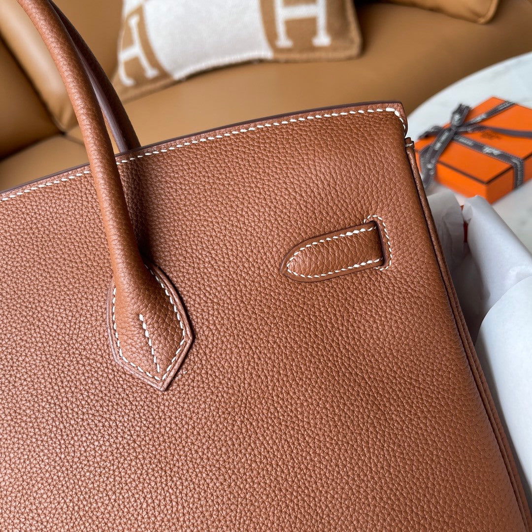 HERMES BIRKIN 35 RETOURNE GOLD TOGO GOLD HARDWARE