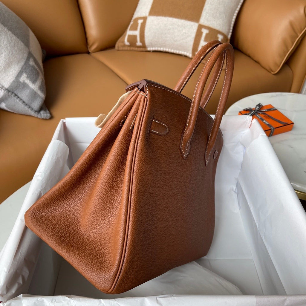 HERMES BIRKIN 35 RETOURNE GOLD TOGO GOLD HARDWARE