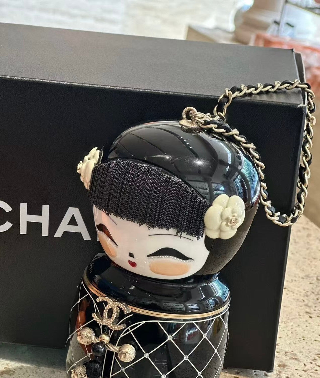 Chanel  MÉTIERS D'ART PARIS-SHANGHAI BLACK LUCITE MATRYOSHKA EVENING BAG WITH GOLD HARDWARE Chanel