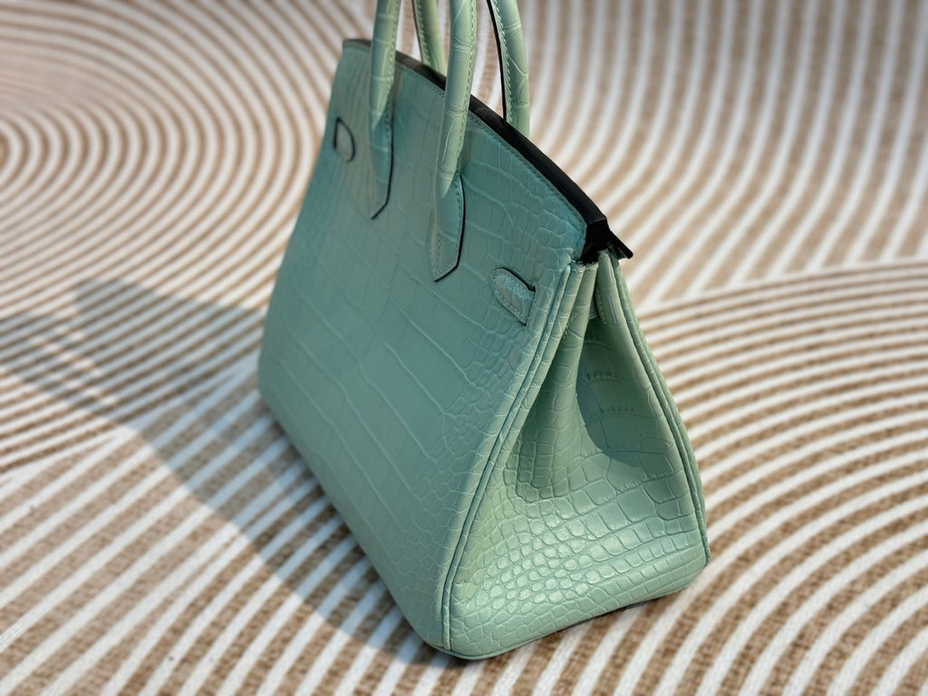 Hermes Mint Birkin Bag 25cm Alligator Palladium Hardware