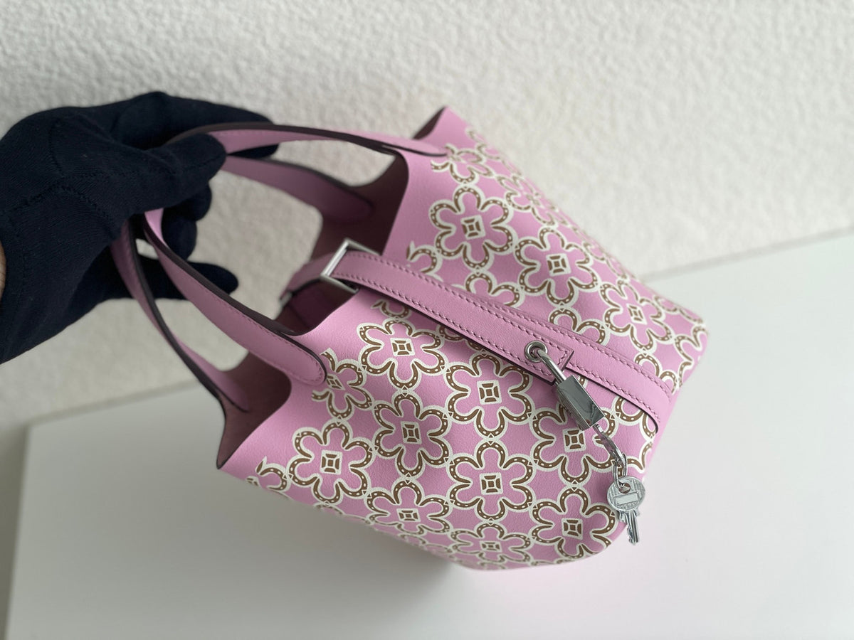 Hermès Mauve Sylvestre Swift Lucky Daisy Micro Picotin Lock Palladium Hardware, 2022