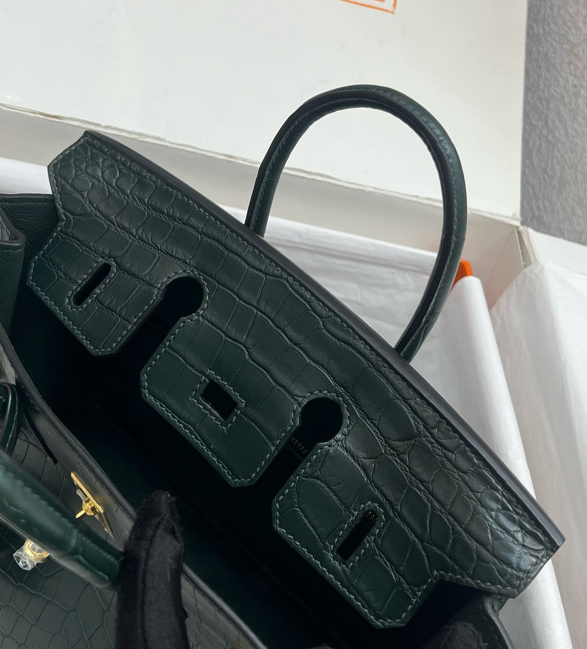 HERMES Cypress Birkin 25 Matt alligator crocodile skin