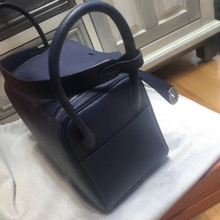 Hermes Blue De Pursse Lindy 26 Swift Palladium Hardware