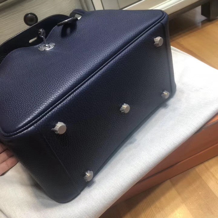 Hermes Blue De Pursse Lindy 26 Swift Palladium Hardware