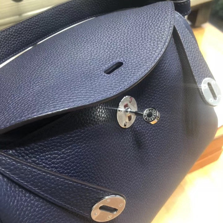 Hermes Blue De Pursse Lindy 26 Swift Palladium Hardware