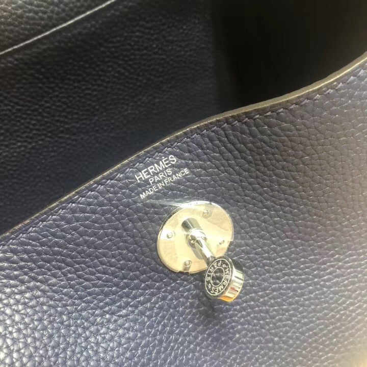 Hermes Blue De Pursse Lindy 26 Swift Palladium Hardware