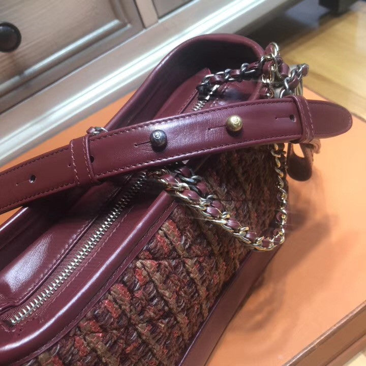CHANEL'S GABRIELLE Tweed Hobo Bag Red