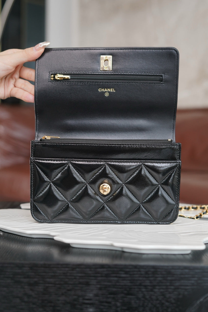 CHANEL 24B WALLET ON CHAIN WITH TOP HANDLE