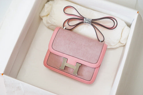 Hermès Sakura Pink Corduroy Constance 19cm Palladium Hardware