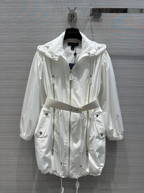 Louis Vuitton 1AAY2B MONOGRAM ACCENT GATHERED NYLON PARKA  WHITE