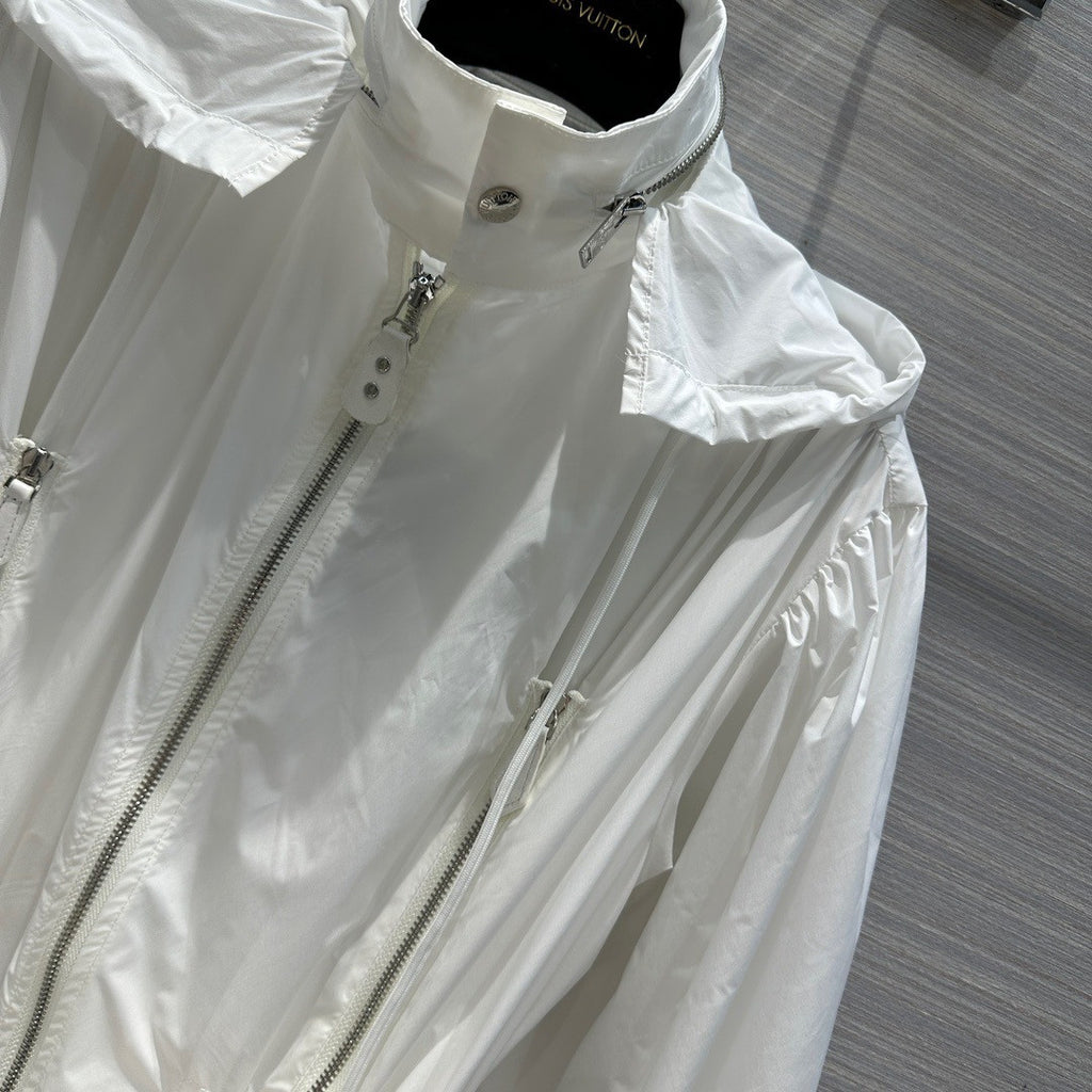 Louis Vuitton 1AAY2B MONOGRAM ACCENT GATHERED NYLON PARKA  WHITE