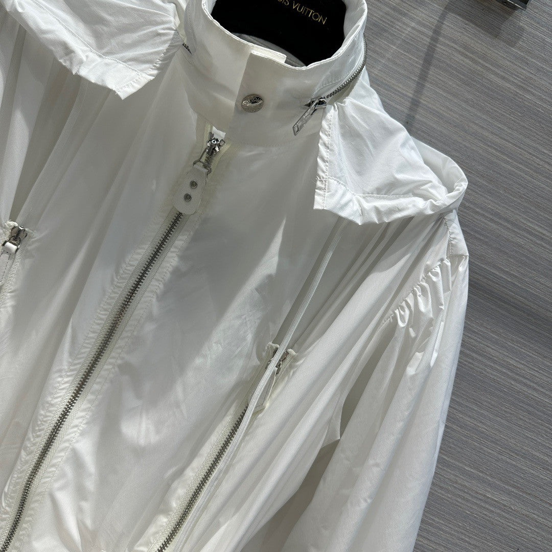 Louis Vuitton 1AAY2B MONOGRAM ACCENT GATHERED NYLON PARKA  WHITE