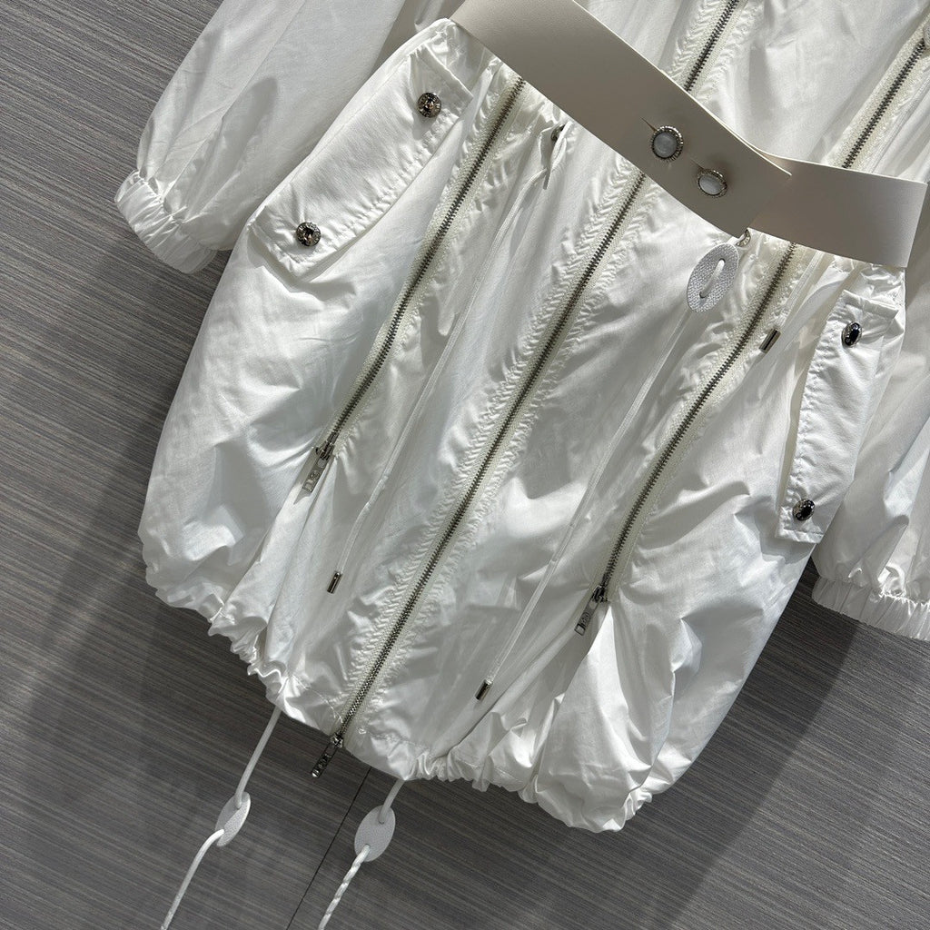 Louis Vuitton 1AAY2B MONOGRAM ACCENT GATHERED NYLON PARKA  WHITE