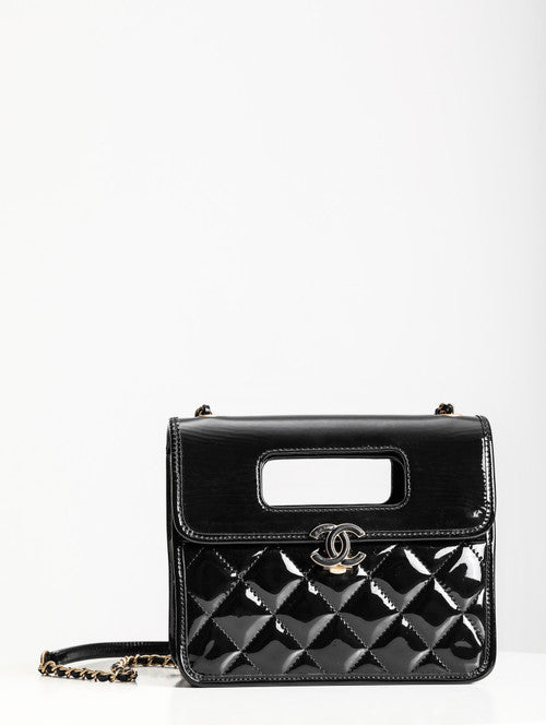 Chanel MINI PATENT FLAP BAG WITH TOP HANDLE