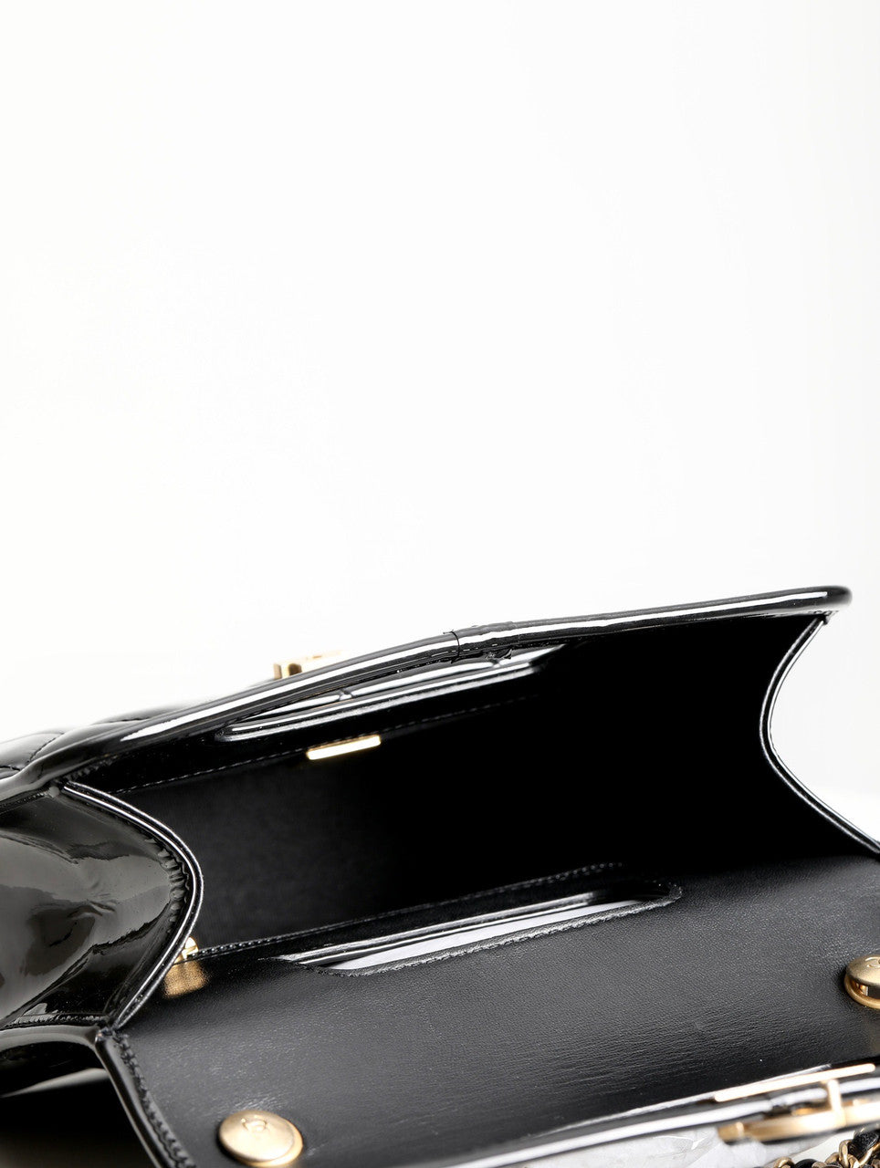 Chanel MINI PATENT FLAP BAG WITH TOP HANDLE