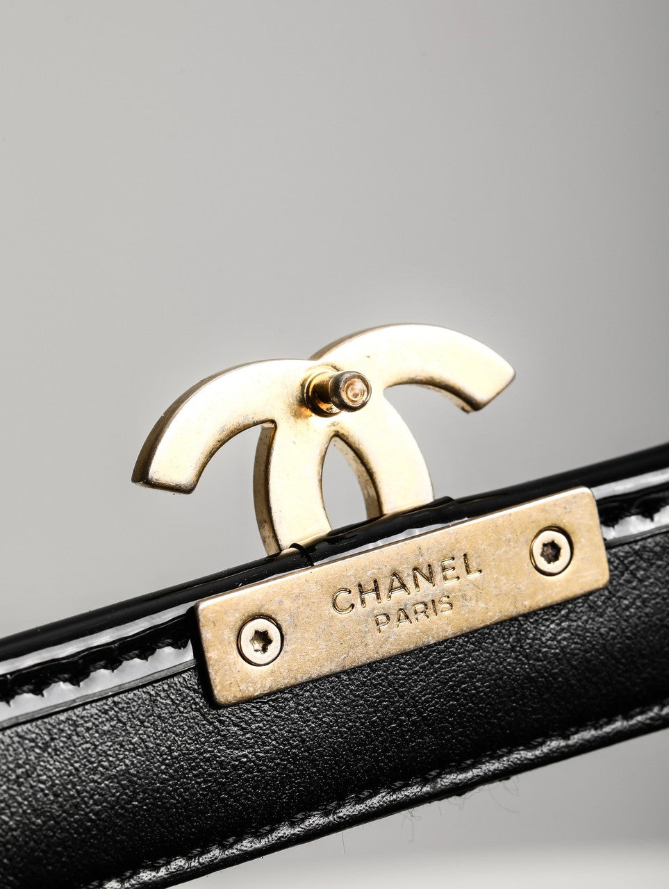 Chanel MINI PATENT FLAP BAG WITH TOP HANDLE