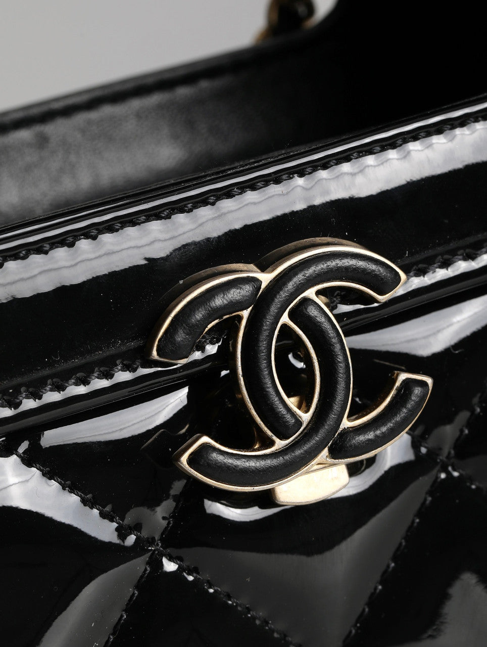 Chanel MINI PATENT FLAP BAG WITH TOP HANDLE