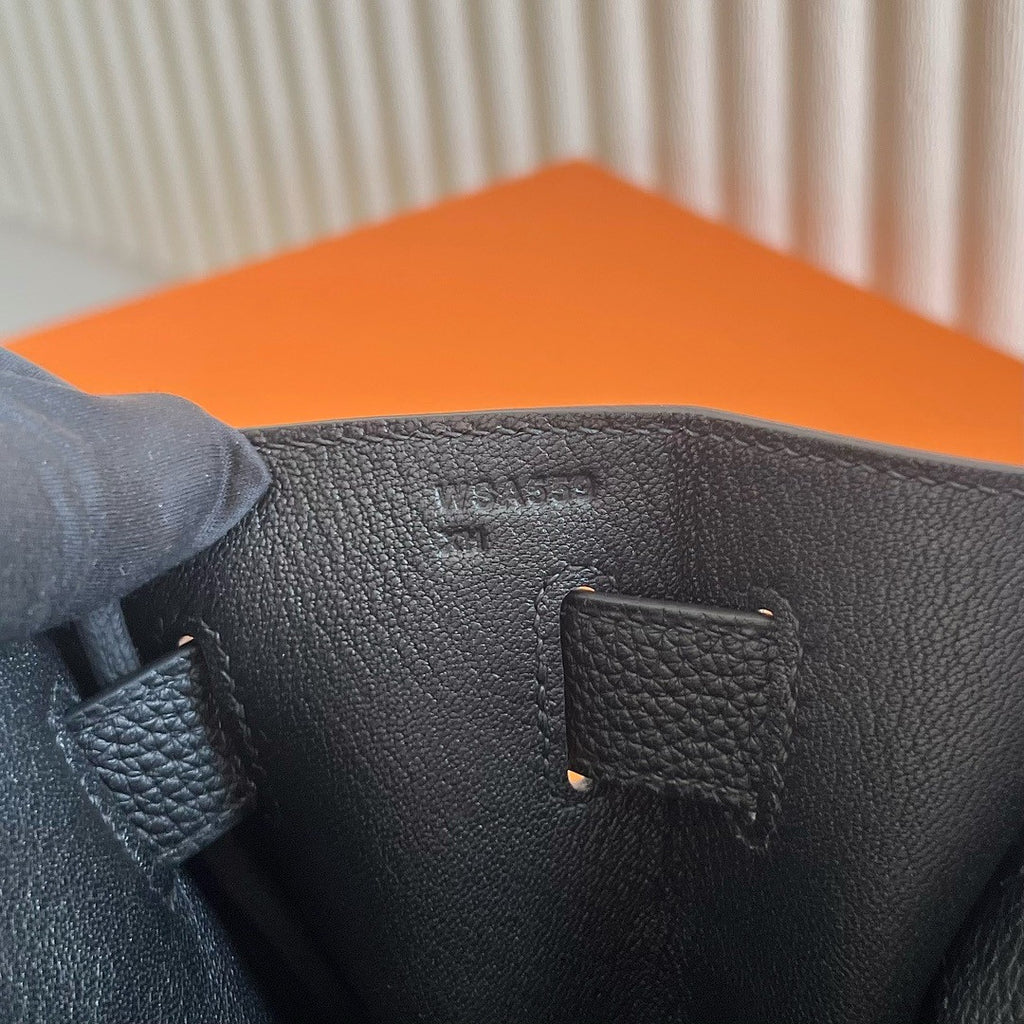Hermes Sellier Kelly 40 Black Togo Gold Hardware